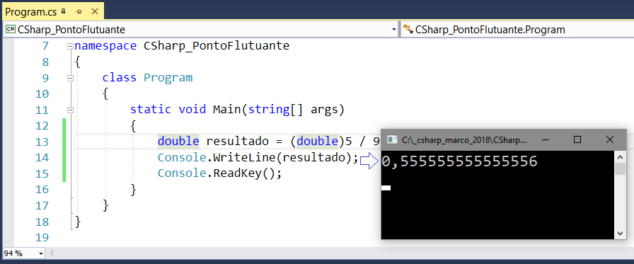 Variaveis double, C# parte 1: primeiros passos