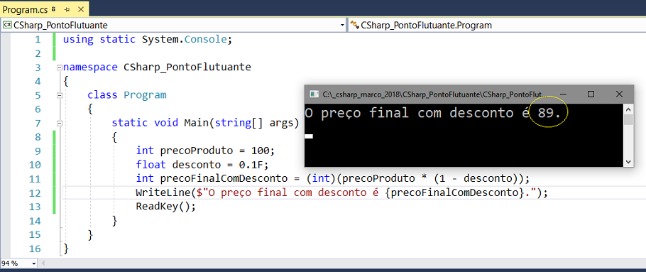 Variaveis double, C# parte 1: primeiros passos